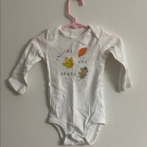 Carter's White Long-Sleeve Bodysuit with Autumn Leaf Motif